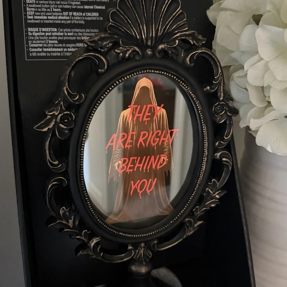 Martha Stewart Halloween LED Lighted Mirror They Are Right Behind You Creepy NEW